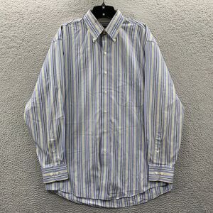 JOS A BANK Shirt Mens Medium Button Up Striped Long Sleeve Travelers Collection